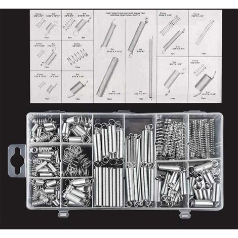 200 pièces Assortiment de ressorts Ressorts de traction Divers petits ressorts d'extension et de compression avec boîte de rangement (1/4)