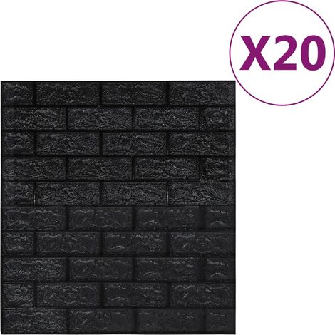 Papier peint 3D autoadhésif Briques 20 pcs Noir CFW142580 (1/5)