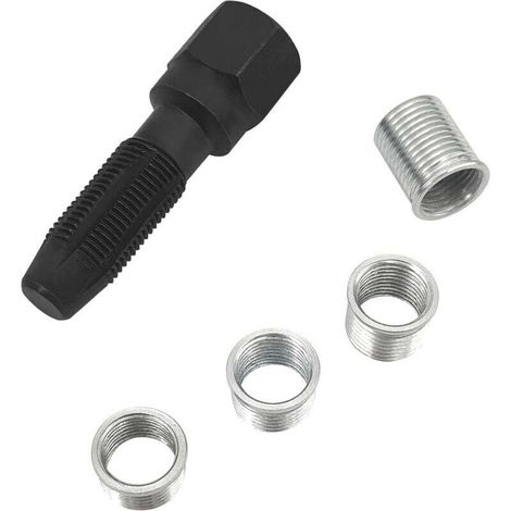 5pcs Kit de réparation pour Filetage de Bougies d'allumage M14 x 1,25, Kit de refiletage de Culasse, Rethreading Bougie, Outil de réparation de Filetage de Cylindre d'alésoir de 14 mm
