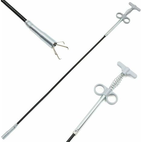 Pince à griffes flexible Outil de nettoyage de tuyaux Outil de préhension (système de pression à ressort) 4 griffes Outil multifonction pour évier de cuisine, salle de bain - 90 cm 1 pi (1/5)