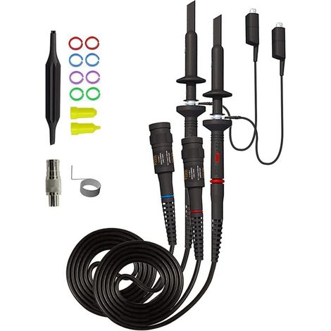 Sonde d'oscilloscope universelle avec Kit d'accessoires, sondes à pince d'oscilloscope 200MHz avec Kit de cables de Test BNC vers Minigrabber (1/4)