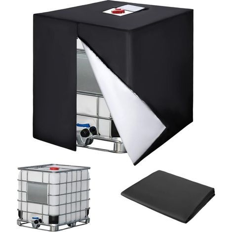 1000L IBC Tank Cover, 210D Water Tank Lid, UV Resistant Tank Cover, IBC Tank Protective Cover with Zipper, 120 x 100 x 116 cm (Black) (1/5)