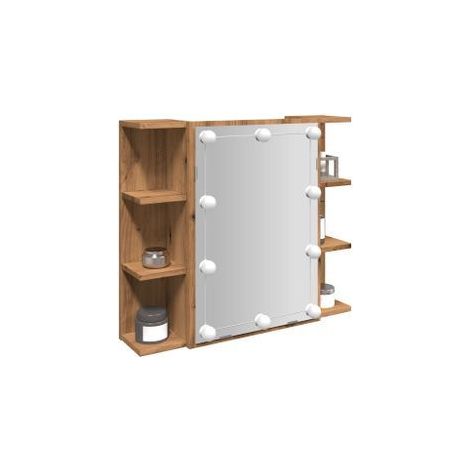 Armoire à miroir avec LED chêne artisanal 70x16,5x60 (1/5)