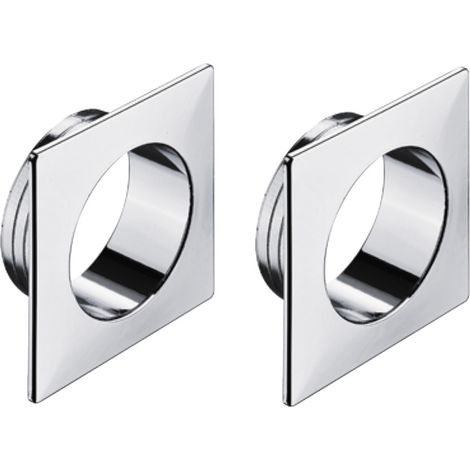 2x Rosace de bouton poussoir carrée en plastique pour épaisseur de porte 19mm Verrou Fermeture Caravane Sécurité Push-lock, chromé poli (1/3)