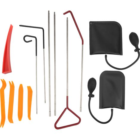 13 Pièces Outil de Levier pour Portière de Voiture avec Attrape-Objet Long et Coins, Sac à Cales Gonflable pour Démontage et Installation d'Éléments de Garniture Auto (1/5)