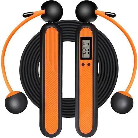 Corde à sauter sans fil avec compteur de calories et roulement à billes pour exercices à domicile (1/5)