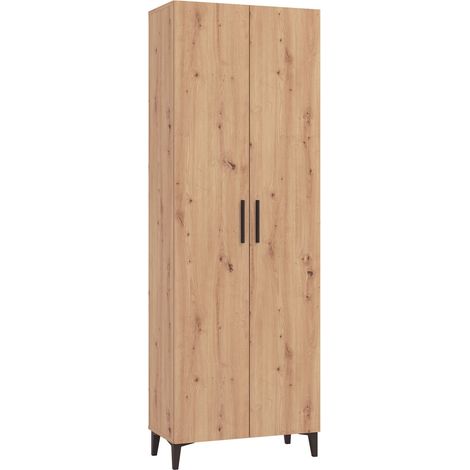 Home Heavenly® - Zapatero Basile alto con 2 puertas, 5 baldas ajustables y acabado roble artisán con detalles en negro. Color: Roble artisan (1/5)
