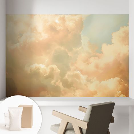 Papier peint intissé décoratif avec colle pour salon chambre et bureau Installation rapide Nuages éthérés 104x70 cm (1/5)