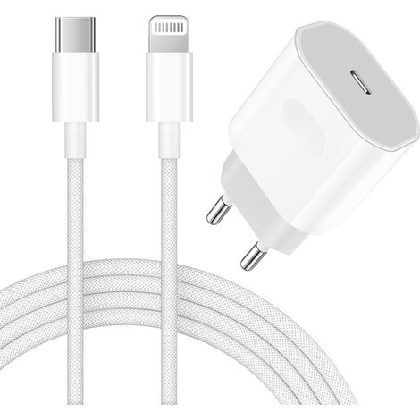 Chargeur Rapide pour 14/13/12/11/Pro Max Plus Mini SE XR X XS 8 7 6, Adaptateur Secteur USB-C 25 W avec Câble Lightning 1m, USB-C Power Delivery Charger (1/5)