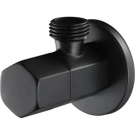 Black Toilet Stop Valve Brass Faucet Stop Valve G1/2" Triangular Valve for Shower Head Bathroom (1/5)