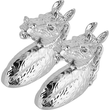 Lot de 2 poignées de porte et tiroir de placard modernes et élégantes, motif tête de cheval, argentées. (1/5)