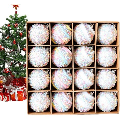 Boules décoratives de Noël multifonctionnelles et colorées, boules en mousse de 6 cm, boîte de 16 (1/5)