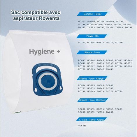 10 sacchetti di ricambio per aspirapolvere Rowenta Silence Force Hygiene Silence Force Effitech Compact Power XXL ZR200520 ZR200720 ZR200920 (1/5)