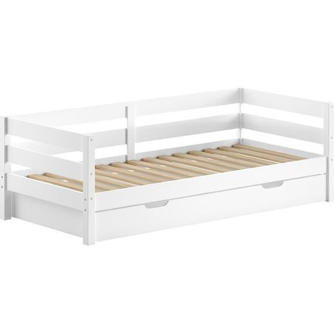 Pack - Lit Capitaine & Tiroir-Lit "Margrit" 90x200cm Blanc