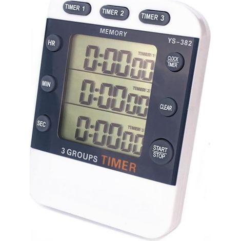 Chronomètre Sportif à Affichage 3 Lignes en Plastique Fonction Compte à Rebours, Cuisine et Maison, Alimentation 2 Piles AAA Non Incluses (1/5)