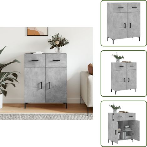 Buffet gris béton 69,5x34x90 cm bois d'ingénierie - Buffet Moderne - Armoire De Rangement - Meuble TV - Mobilier Design - Meubles Gris (1/5)