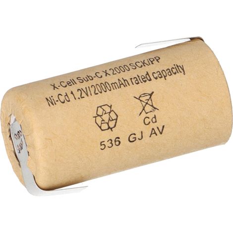 XCell Akku Sub-C 1,2V 2000mAh 2000SCK Z- Lötfahne Pappmantel NiCd (1/5)