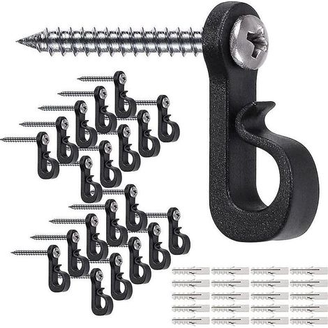 𝟰𝟱-𝗣𝗮𝗰𝗸 Q-Hanger Crochets à visser Intérieur et extérieur Maison Lumières de Noël Crochets de suspension Garage Fête du Nouvel An pour guirlandes lumineuses extérieures,de DEBUNS (1/5)