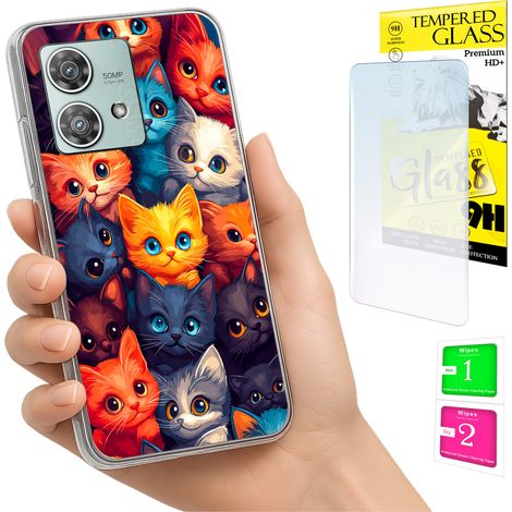Funda para Motorola Edge 40 Neo con foto y cubierta trasera de gatos + cristal 9H (1/5)