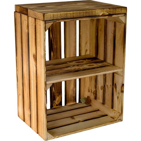 Sitzkiste Anne geflammt Quer Sitzfläche aus dicken geflammten Holzplanken (1/5)