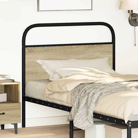 Testiera Testata del letto di Ricambio Rovere Sonoma 90 cm in Acciaio e Legno Multistrato (1/5)