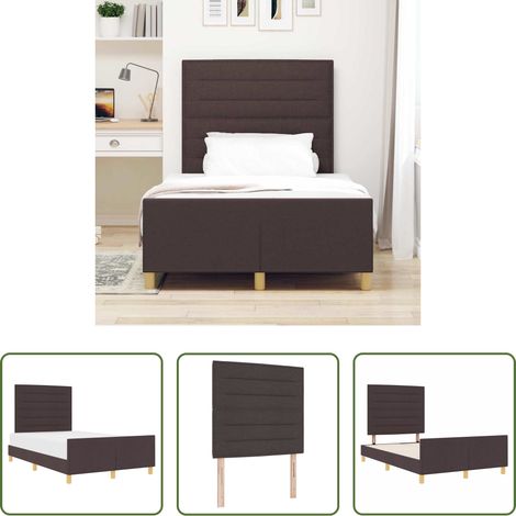 Stoffbett - Bettgestell mit Kopfteil Dunkelbraun 120 x 190 cm Stoff (1/5)