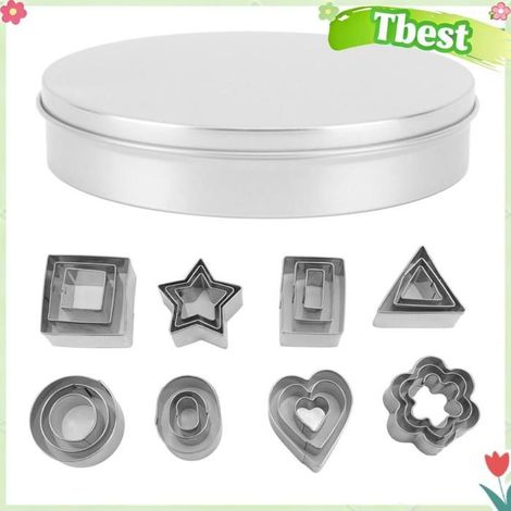 Ensemble d'emporte-pièces en acier inoxydable, mini formes géométriques, tampon à biscuit, rond, étoile, triangle, cœur, fleur, (1/4)