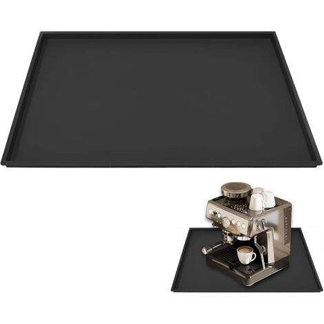 Tapis de Machine à Café, Tapis en Silicone sous la Machine à Café, 48x30 cm Tapis en Silicone pour Machine à café, Tapis D'égouttage Sbsorbant, pour Attraper Les Résidus de Café, Noir (1/5)