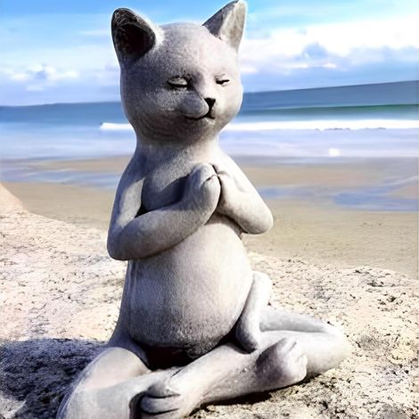 Statue bouddha bulldog en résine – Figurine chat yoga méditation zen – Décoration intérieure extérieure – Dimensions 12x6x8cm