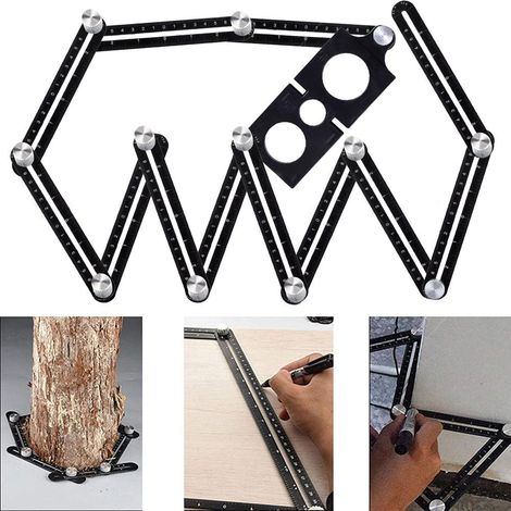 Règle de mesure multi-angle en alliage d'aluminium, localisateur d'ouverture de carrelage 12 plis, outil de mesure d'angle (1/5)