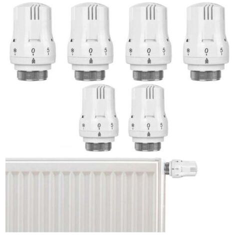 Lot de 6 têtes de robinet thermostatique pour radiateur – Robinet de refroidissement intelligent – Tête de rechange : Thermostat de radiateur – Tête de rechange pour bureau et maison