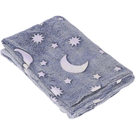 Leuchtende Decke 1,5 x 2 m mit Sternen und Mond – im Dunkeln leuchtende blaue Fleecejacke für Kinder (1/5)