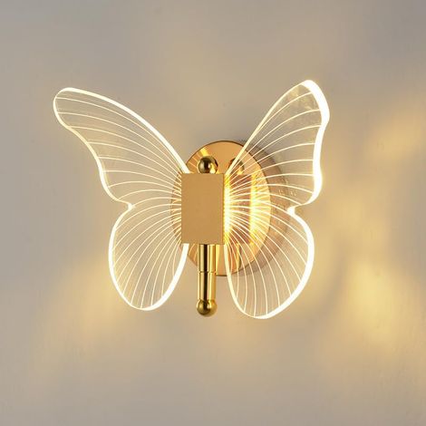 LED Papillon Créatif d'Applique,Lampe Murale Acrylique Dimmable à 3 Couleurs,Lumières murales intérieures de la chambre à coucher pour le salon, couloir, éclairage décoratif moderne (1/5)
