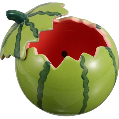 Bol Céramique Forme Pastèque avec Couvercle Bol à Salade Plat pour Nouilles Riz Bonbons et Fruits Design Estival Décoratif pour Maison et Photographie (1/5)