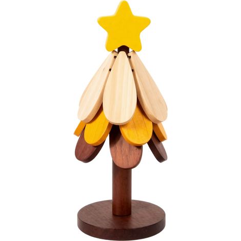 Sous-verre isolant thermique pour sapin de Noël, dessous de plat anti-brûlure en bois massif, pliable, décoration de table (1/5)