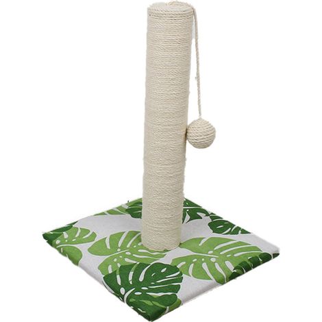 Griffoir à piédestal avec jeu de suspension Feuilles vertes pour chats