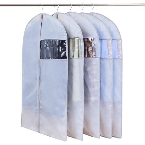 Housse de cintre de voyage transparente, anti-poussière, imperméable et résistante à l'humidité, grise (1/5)