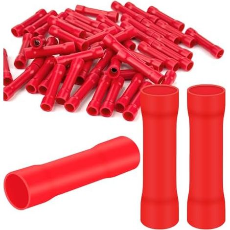 Packung mit 50 Crimpverbindern 0,5-1,5 mm² - Rote PVC-isolierte Kabelschuhe - BV-Kabelverbinder (1/5)