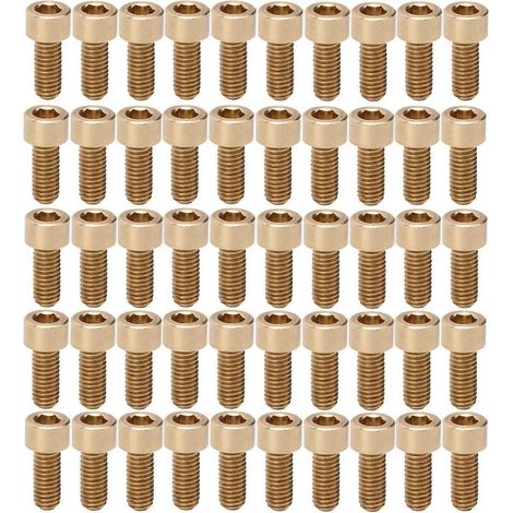 50 vis à tête cylindrique creuse, fixations en cuivre, quincaillerie, fournitures industrielles, M6 x 14 mm (1/4)