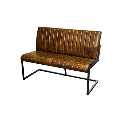 Banquette 120x65x86 cm en cuir marron et métal