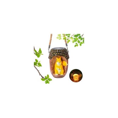Solarbetriebene Gartenleuchten, Eulenfiguren für den Garten, Außendekorationen, Solar-Eulenlampe für Straßen, Höfe, Partys, Feiertage (Eichhörnchen) - Crezuo