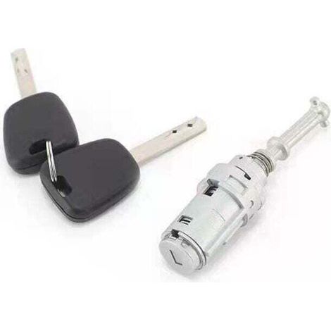Serrure de porte gauche, cylindre, 2 clé, Convient pour le cylindre de serrure de porte Citroën C2 C3 cylindre de serrure de porte triomphal pièces automobiles (1/4)