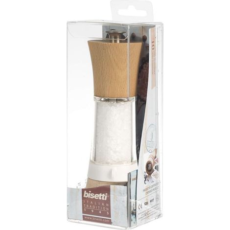 Salt mill - BISETTI - PISA - 18 cm - Wood / Acrylic (1/2)