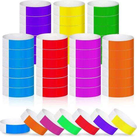 700 Pièces Bracelets d'Identification, 3/4 '' Bracelets Papier pour Événements, Bracelets Neon Imperméable Coloré pour Adultes et