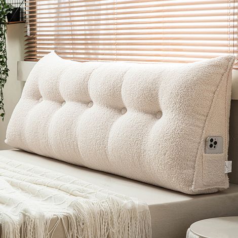Coussin de chevet, grand dossier, coussin de lit, coussin de canapé, coussin pour tatami, coussin triangulaire, ours en peluche, velours. (1/3)