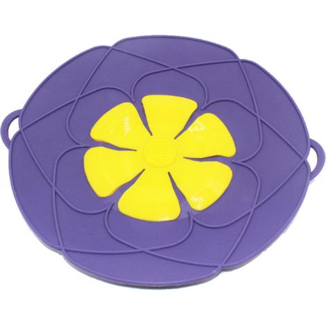 Cocotte en silicone avec revêtement solvant, compatible micro-ondes, couvercle, anti-décoration, résistant aux rayures, violet, 28 cm (1/4)