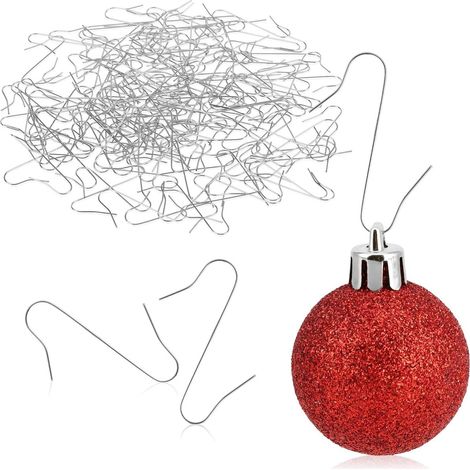 100 crochets pour décorations de sapin de Noël, conception à double crochet en forme de S, adaptés à toutes les décorations, argentés. (1/5)