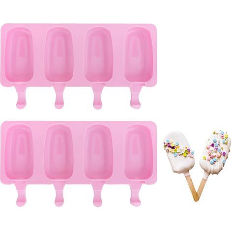 Stampi per gelato, dessert, yogurt gelato e gelato fatto in casa per bambini e adulti, 26 x 14,5 cm, 2 pezzi, rosa (1/5)