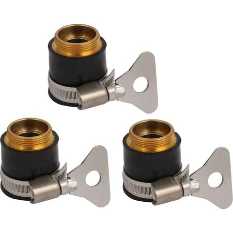 15mm à M22 Außengewinde Wasserhahn Gummi Adaptateur 3 pièces avec Schlauchschelle (1/4)
