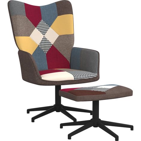 Chaise de relaxation avec repose-pied Patchwork Tissu 5 (1/5)